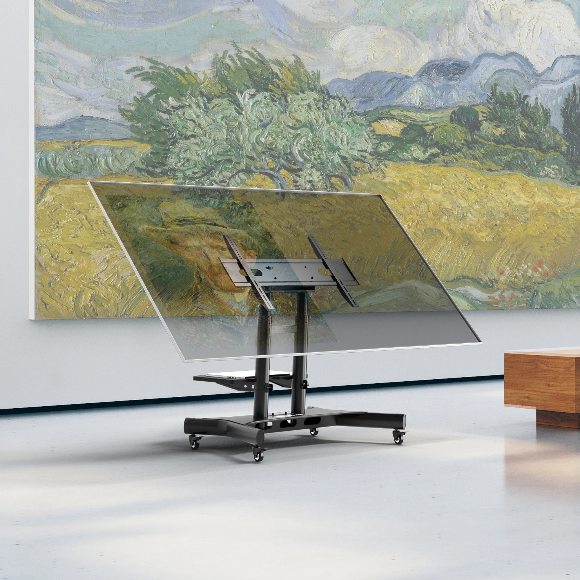 Мобильная стойка ONKRON для ТВ и интерактивной панели с кронштейном 50"-83", чёрная TS1380