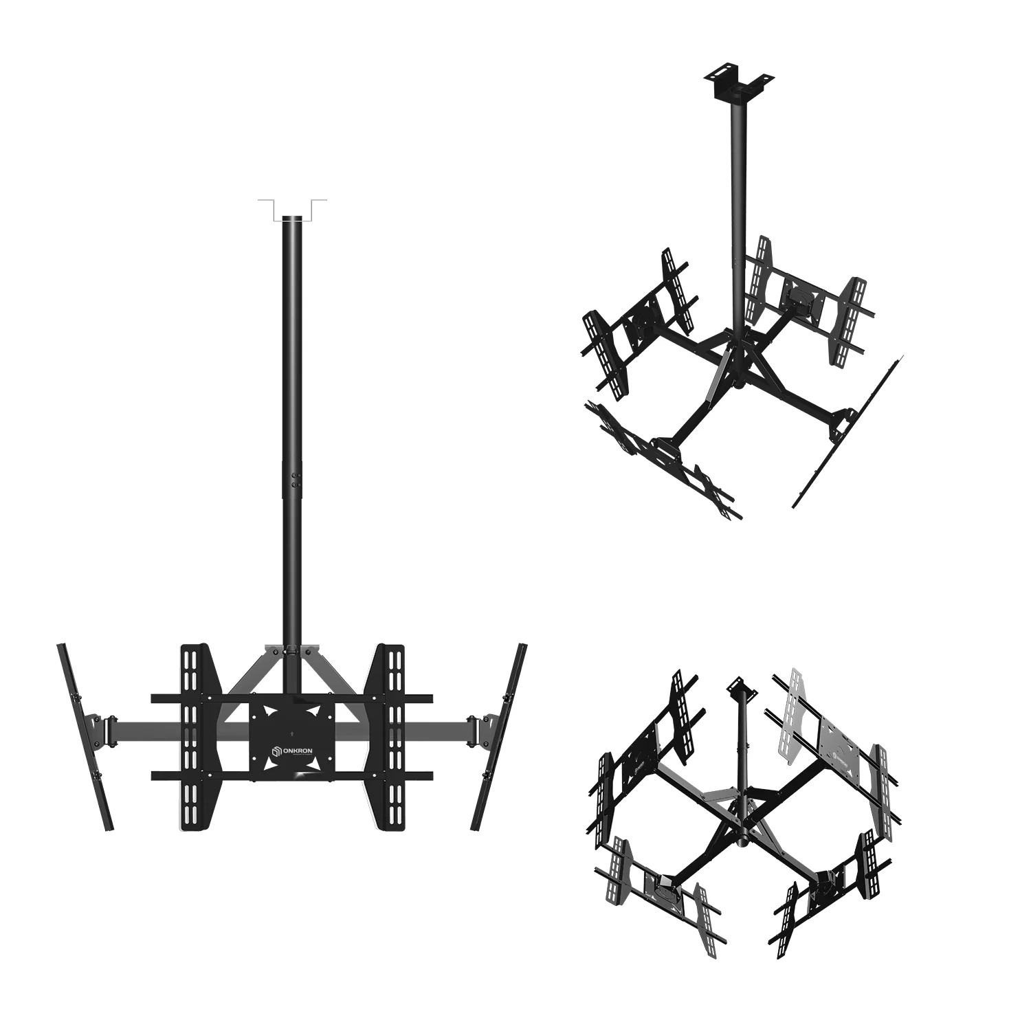 Потолочный кронштейн ONKRON для 4 телевизоров 32”- 55" CPRO2L-4 чёрный