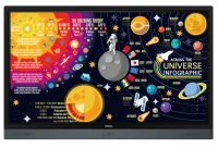 Интерактивная панель с диагональю 65 дюймов, разрешением  3840х2160, контрастностью 1200:1, яркостью 450 кд/м2 и поддержкой до 20 одновременных касаний.