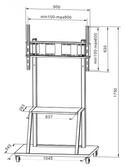 Напольная стойка для интерактивного комплекса 42"-90", до 140кг (VESA 800X600)