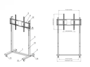 Мобильная стойка для для интерактивного комплекса 65"/70"