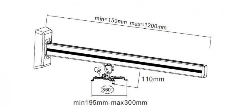 Крепление для проектора Reflecta Vesta 120 (штанга 150-1200 мм) настенное