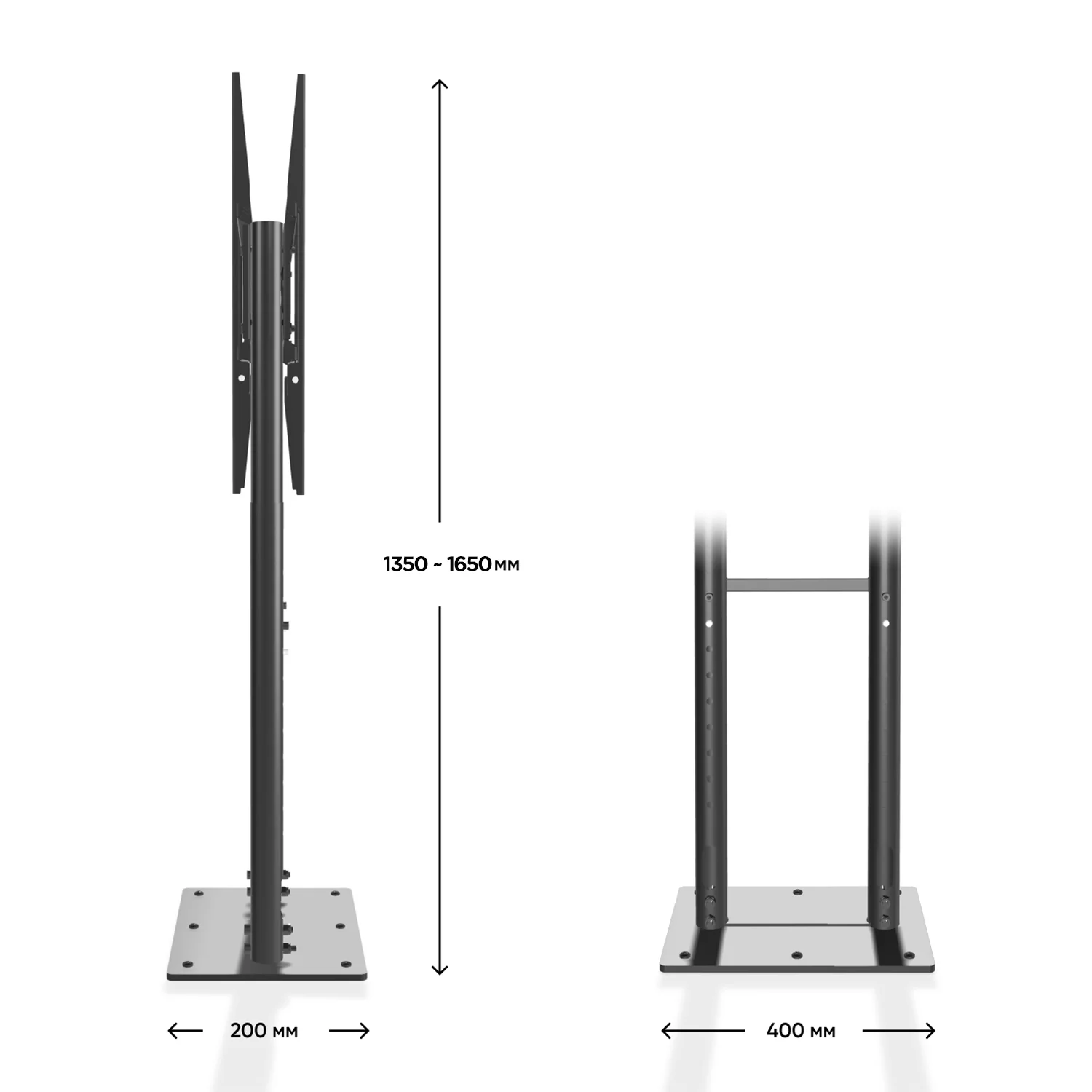 Стационарная стойка ONKRON для двух экранов 40"-70", черная FPRO2L-20