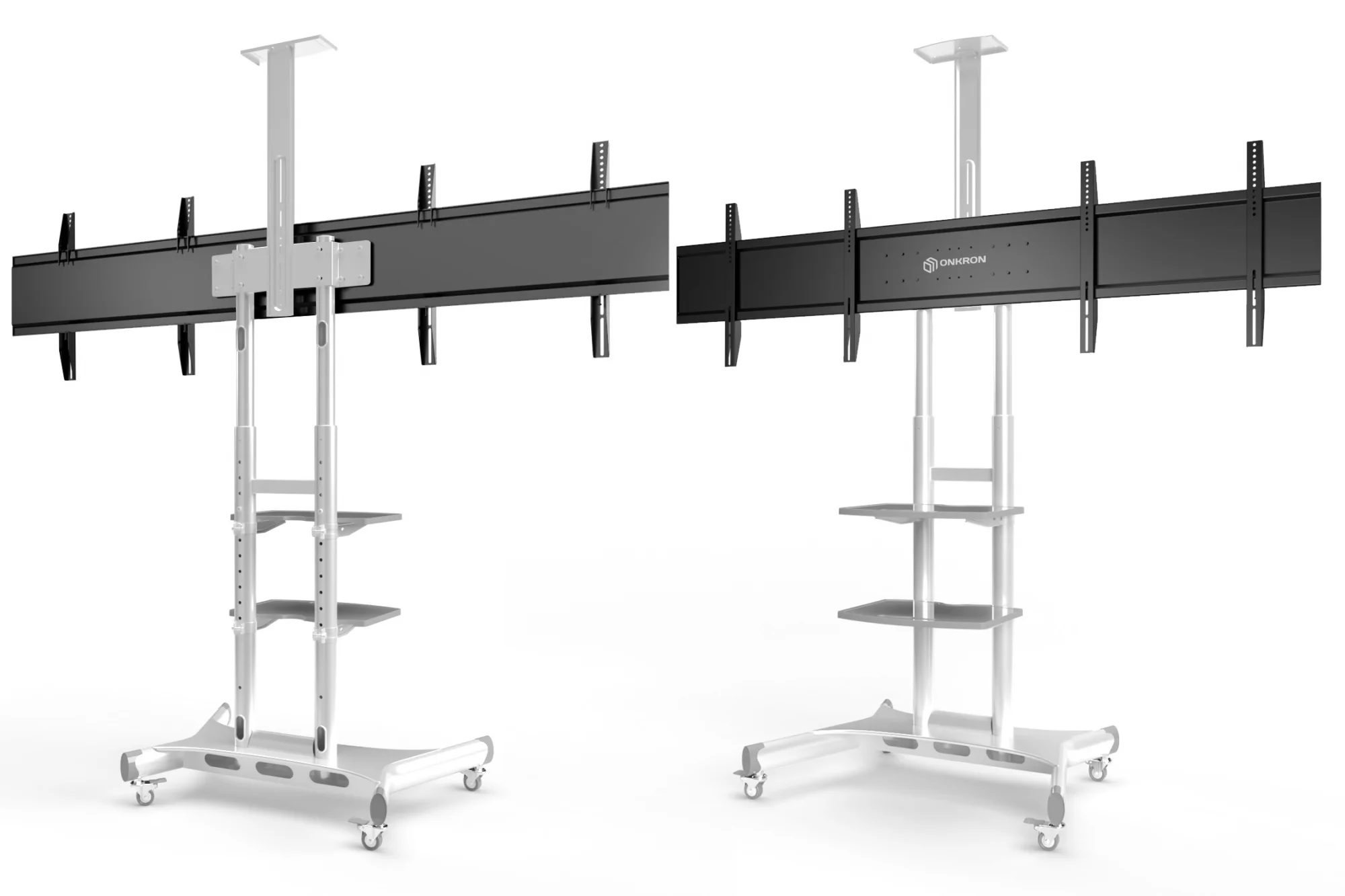 Мобильная стойка ONKRON для двух телевизоров с кронштейном 40"-65", белая TS1881DV