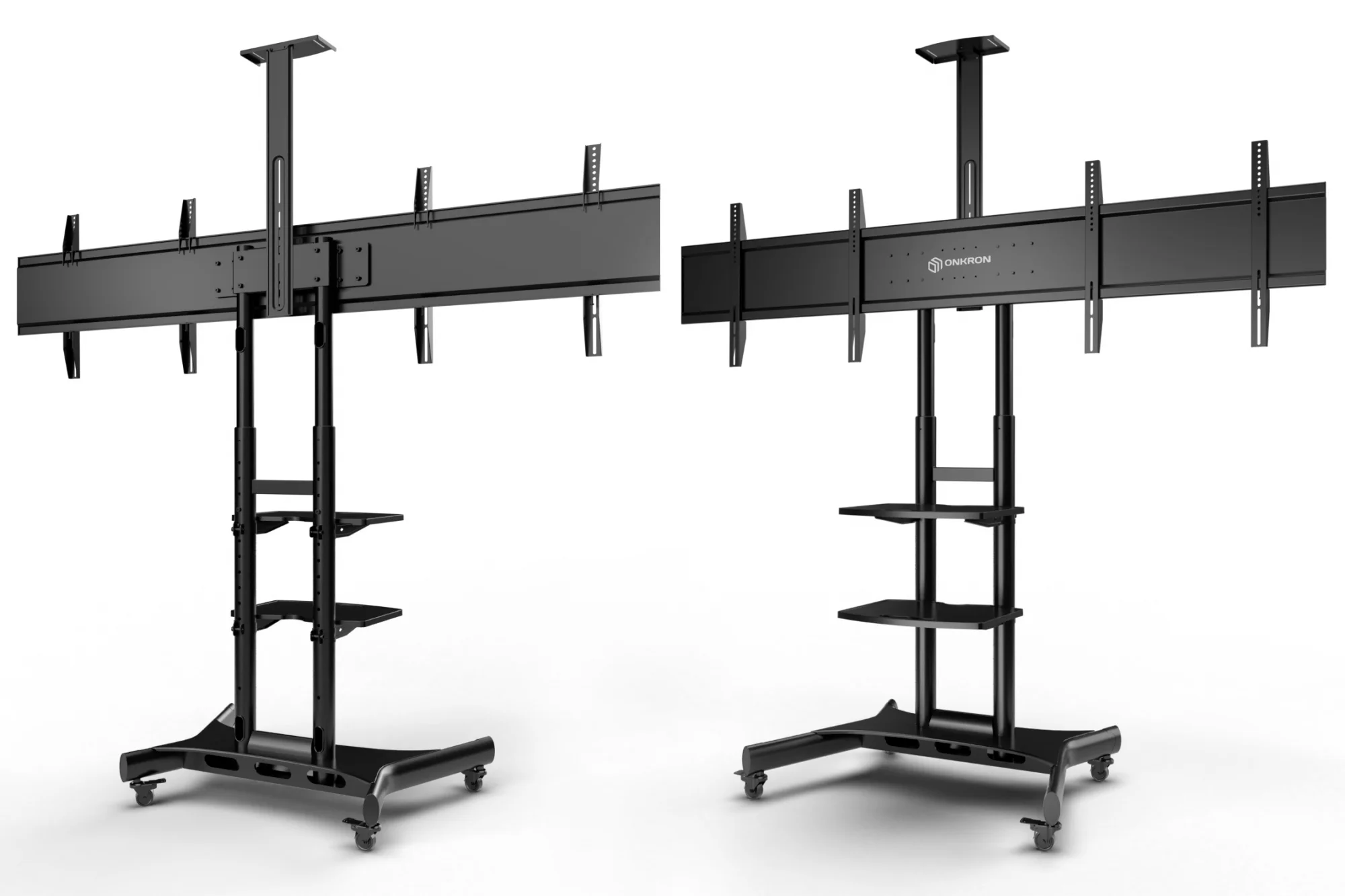 Мобильная стойка ONKRON для двух телевизоров с кронштейном 40"-65", чёрная TS1881DV
