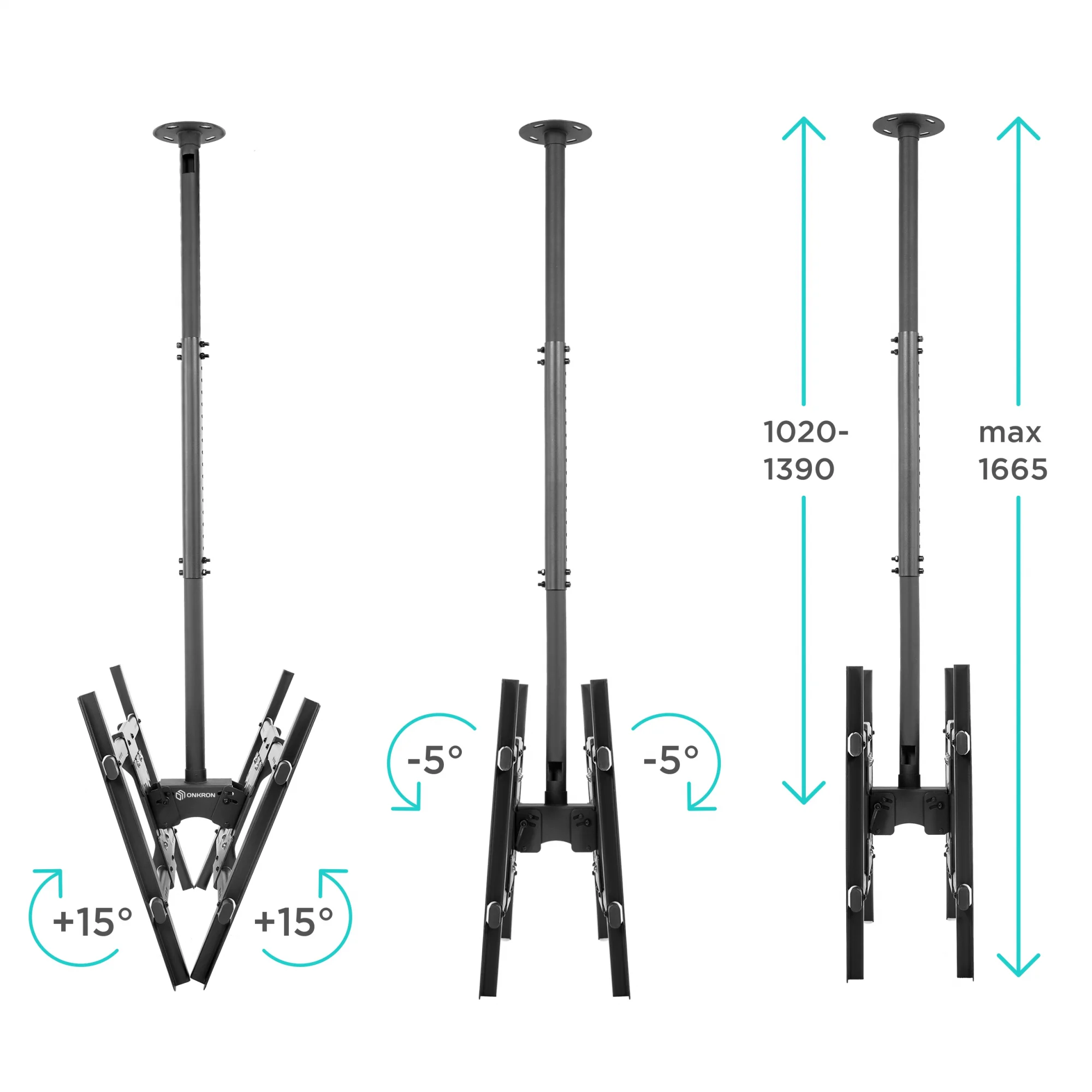 Потолочный кронштейн ONKRON для 2 телевизоров 40”- 80" N3L чёрный