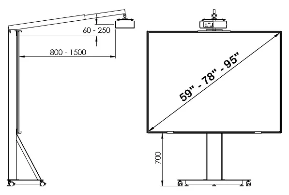 Универсальная мобильная стойка для интерактивной доски UMS-2