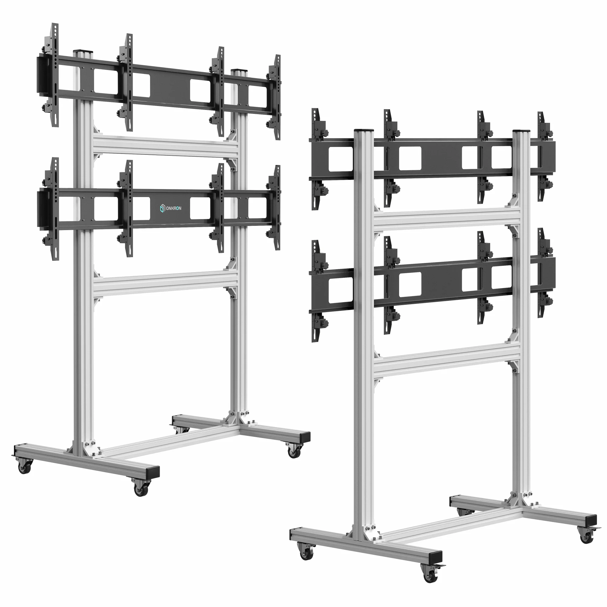 Напольный мобильный стенд ONKRON для видеостен 2х2 4 x 40”- 55" FSPRO2L-22 серебристый