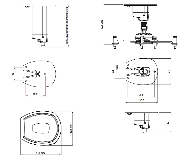 Крепление для проектора SMS Projector CL F500 A/S incl Unislide silver