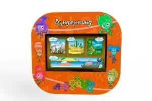 Модель представлена в ярком навесном корпусе с вмонтированным компьютером и 24-дюймовым сенсорным экраном, поддерживающим до 10 одновременных касаний.