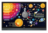 Интерактивная панель с диагональю 86 дюймов, разрешением  3840х2160, контрастностью 1200:1, яркостью 400 кд/м2 и поддержкой до 20 одновременных касаний.