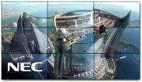 Видеостена 3х3 на панелях 49" NEC UN492VS, стык 1,8 мм, яркость 500 Кд/м2